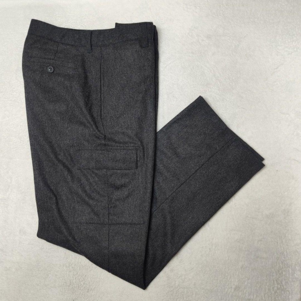 Gap Pants Mens 34x34‎ Gray Tweed Y2K Classic Fit Cargo Flat Wide Stretch Wool